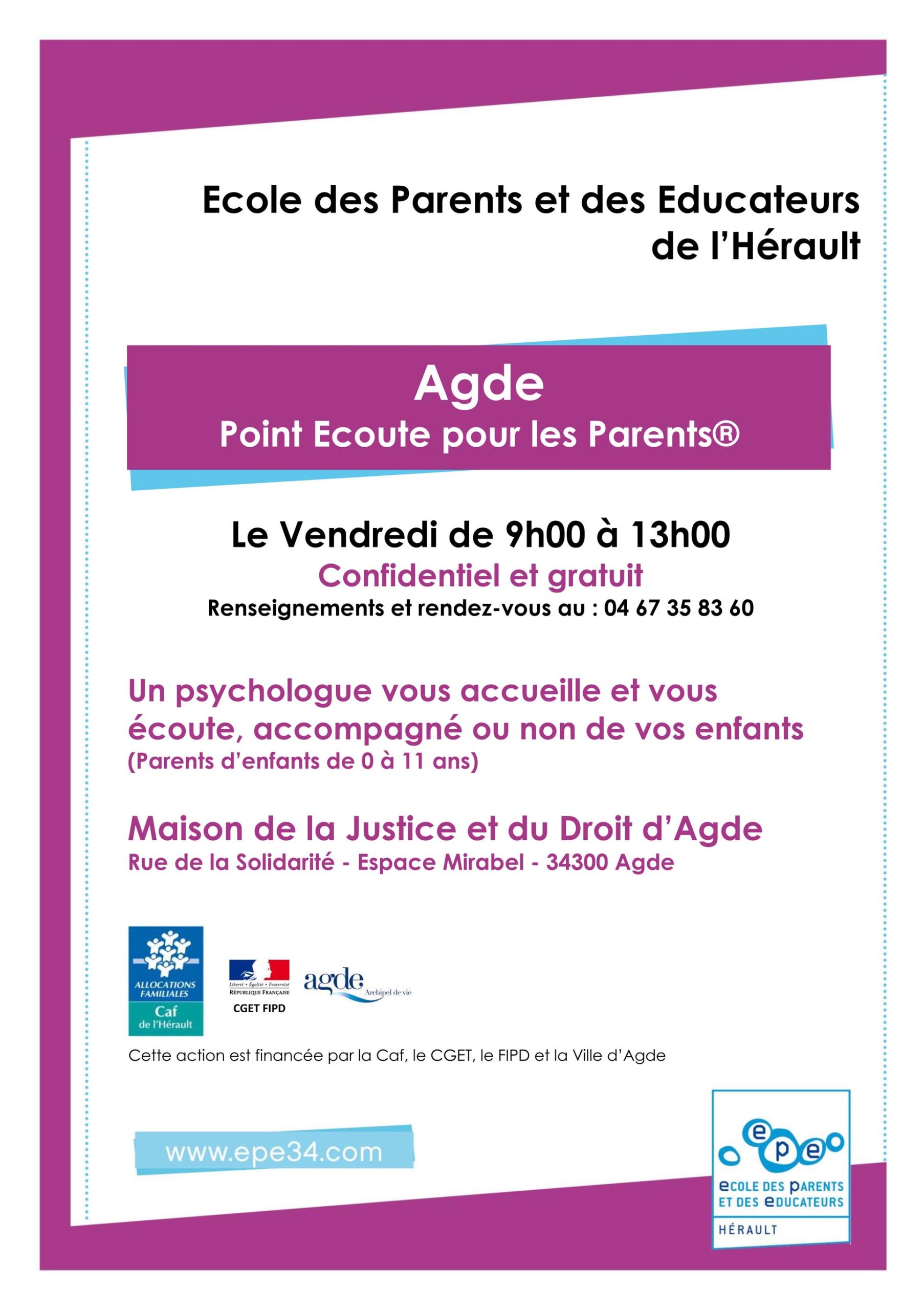 Ouverture d’un Point Ecoute pour les parents® à Agde !
