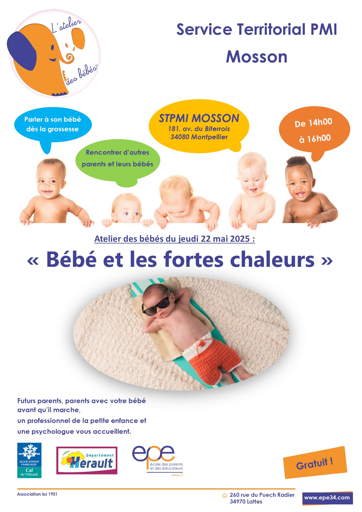 Atelier des bébés « Spécial chaleur » – Montpellier Mosson